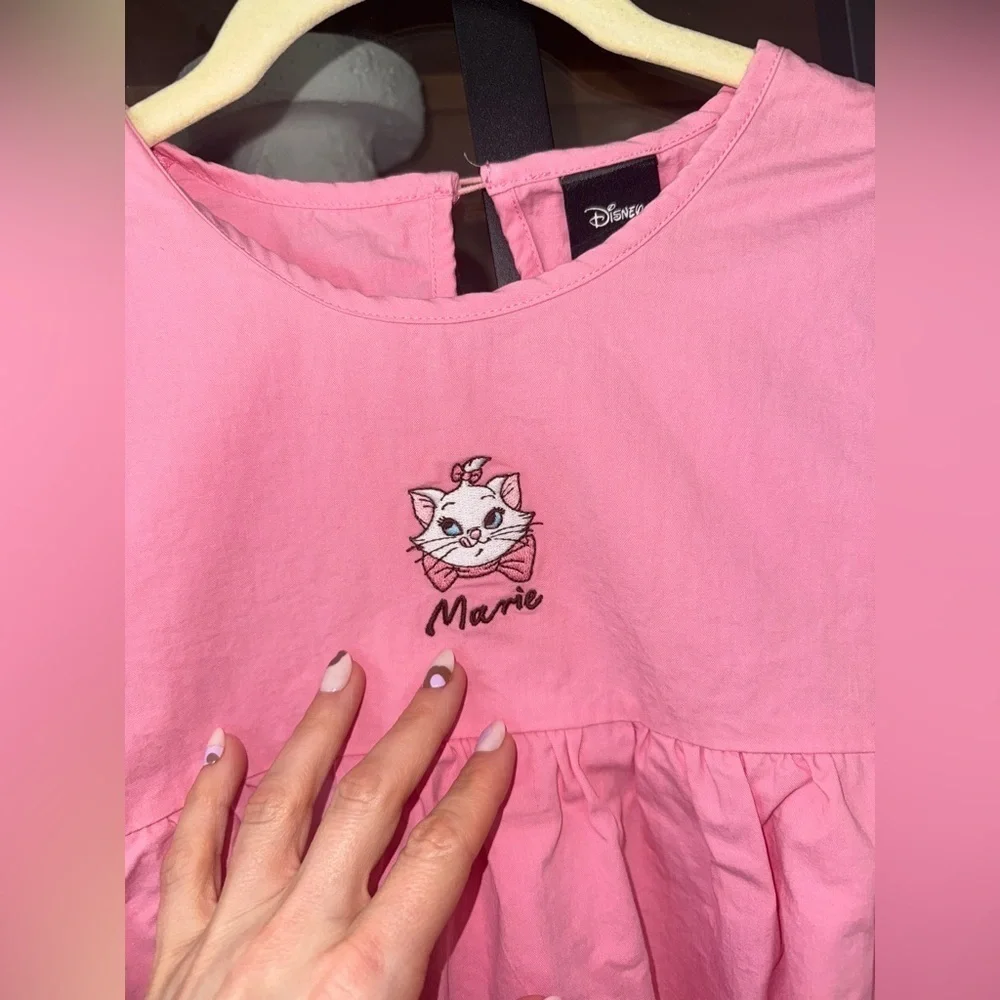 Disneyland Tokyo Marie embroidered dress girls aristocats short sleeve bubblegum